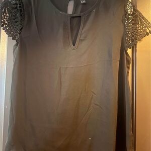 SHEIN Black Embellished Cut Out Blouse